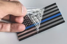 ALUMINUM Thin Blue Line Sticker Emblem American Flag Law Enforcement Emblem