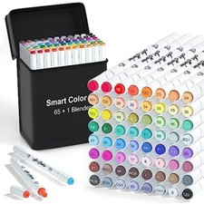 Art Markers 65 Coloring Markers and 1 Blender 66 Pack Alcohol Based Dual Tip ...