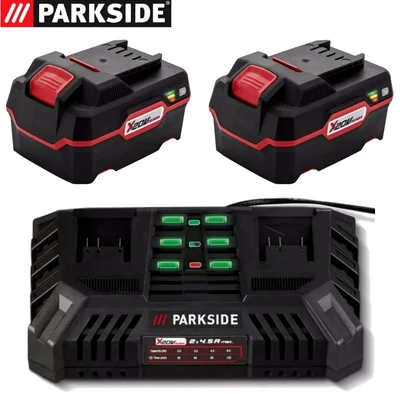 Parkside 20V 2 × 4Ah Battery & 1 × 4.5A Dual Quick Charger X20V Team Series Tool