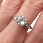 925 Sterling Silver Antique Art Deco Rhinestone Engagement Ring Size 7.25