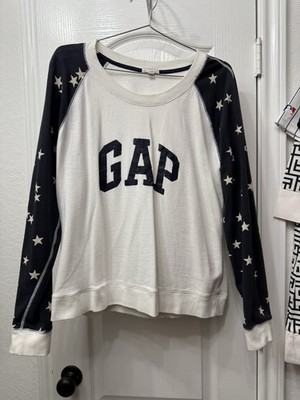 GAP Outlet Navy Blue White Distressed Sweatshirt XXL