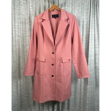 ENTRY Pink Long Blazer Jacket Gold Button Pocket Detail Women's Size L