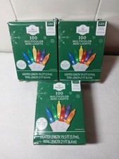 Lot Of 3 Holiday Time LED Mini Christmas Lights Multicolor 19.5' 100-Count