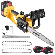12" 2000W Electric Chain Saw 21v Cordless Wood Cutting Machine w/ 2x Battery