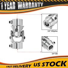 Universal Steering U Joint 3/4" DD X 3/4-30 Spline Chrome Single U-Joint Shaft