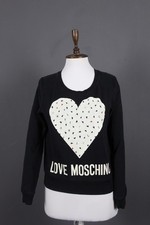 Love Moschino Black Graphic Logo Round Neck Raglan Sleeve Sweatshirt Size 34