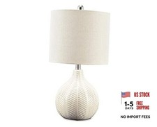 Signature Design by Ashley Rainermen Casual Ceramic Table Lamp, Off-White