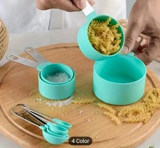 8pcs Stainless Steel Multi-Purpose Measuring Cups & Spoons Set – Green