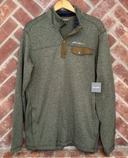 NWT Eddie Bauer Radiator Fleece Pullover Men's Size TL Large Snap Front Green