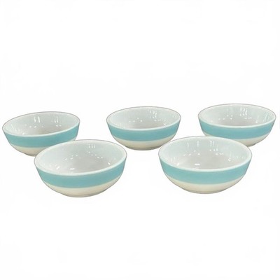 EUC Corning Turquoise Stripe Milk Bowls