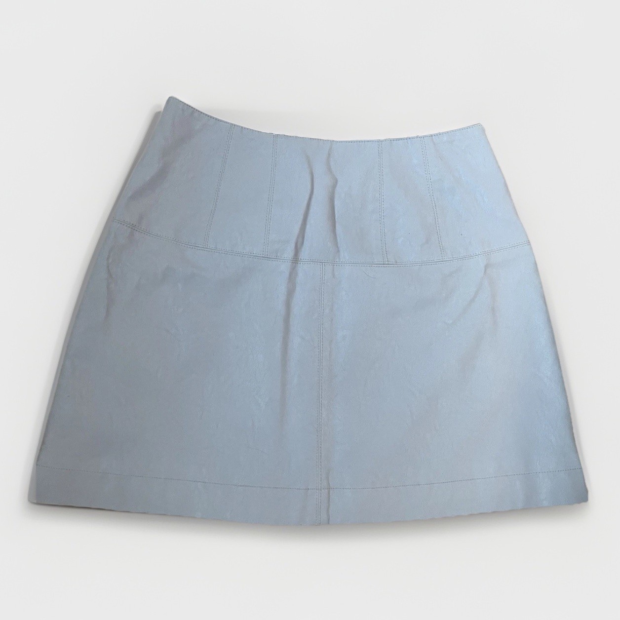 Free People Women's Size 4 Mini Skirt Faux Leather Light Blue Spring Chic Casual