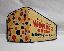Vintage Wonder Bread Tin Sign Original Wonder Bread Loaf Shaped Sign