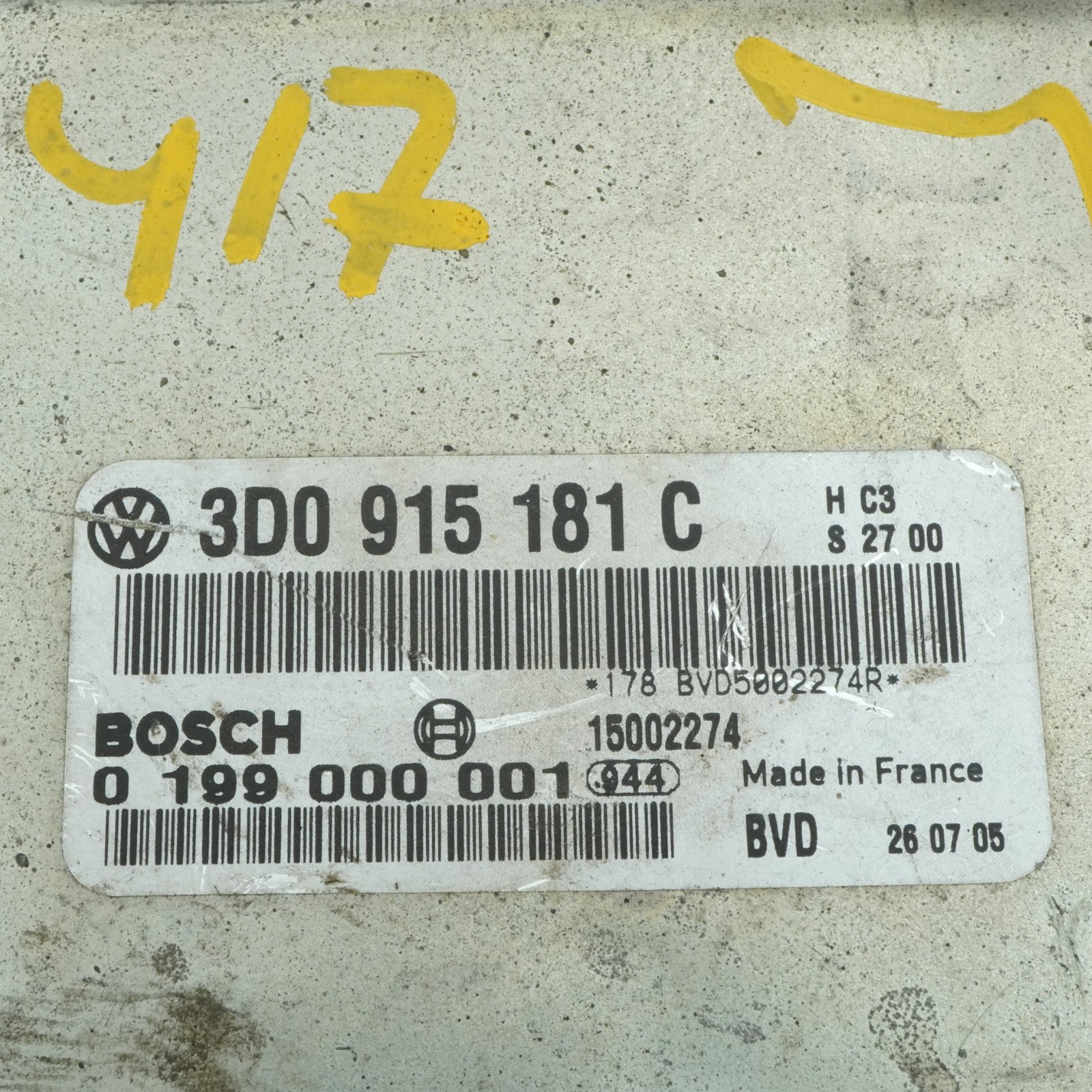 Bentley Continental GT 2003-2012 Right Battery management module P/N 3D0915181C