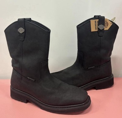 Harley-Davidson Waterproof Leather Biker Boots Black Pull On Men's Size 10