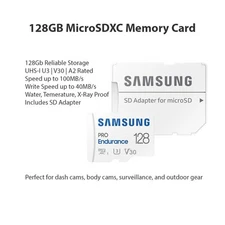 Samsung PRO Endurance 128GB microSDXC UHS-I U3 V30 A2 + Adapter