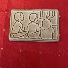 Vtg Nicodemus Pottery Christmas Card/Ornament USA Russet Brown Gray 2” X 3”