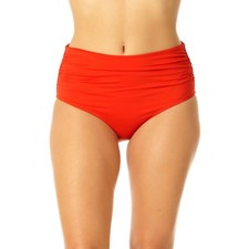 Anne Cole High Waist Bikini Bottom Spice Red Size M Convertible 3-way Shirred