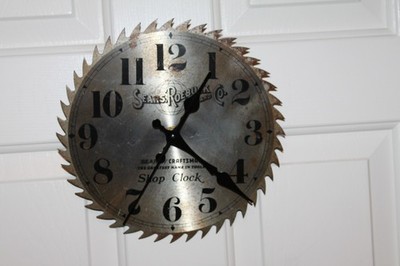 Vintage Sears Roebuck & Co. Metal 10” Saw Blade Wall/Shop Clock