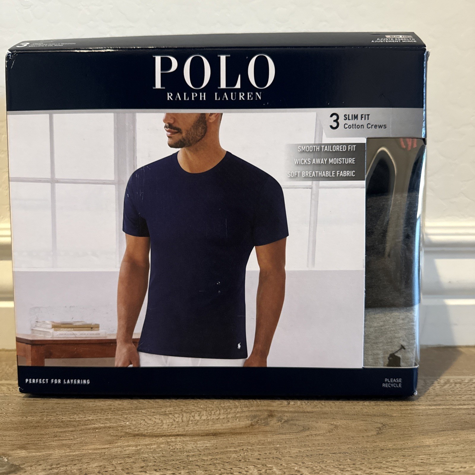 POLO RALPH LAUREN Men's Slim Fit Cotton Crew Neck Undershirt 3-Pack Size XL