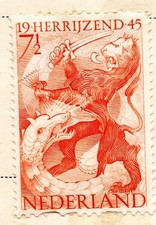 Netherlands 1945, LIBERATION, Heerijzend, end of the war, 7 1/2 cents 2