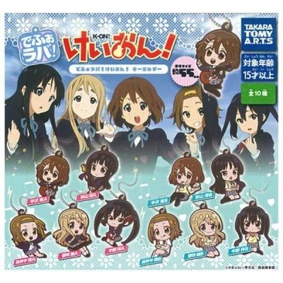 Deformed Rubber! K-ON! Keychain / Gacha Full Set of 10 Capsule