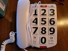 Big Button Corded White Landline Telephone With Box