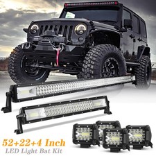 52inch Led Light Bar Combo 22 4 60w Pods For Jeep Wrangler Jk Yj Tj Cj Lj