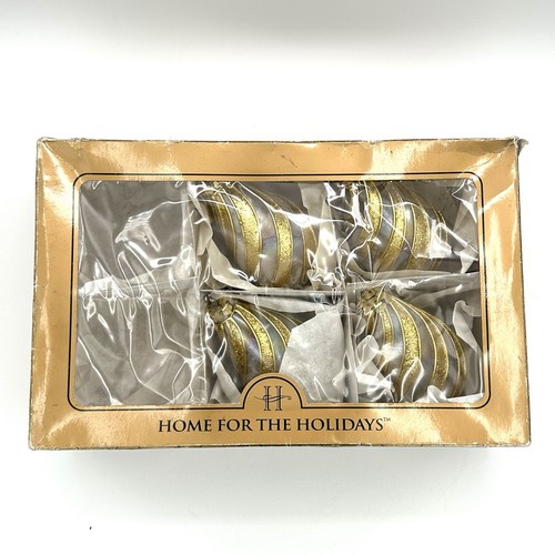 Vintage Home For The Holidays 4 Teardrop Hand Blown Glass Ornaments Poland 1999 - Picture 10 of 16