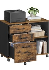 VASAGLE OFC041B01 3-Drawer File Cabinet - Rustic Brown/Black