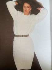 Knitting pattern 1404 Ladies Cable Bobble Jumper Dress For Animal Charity