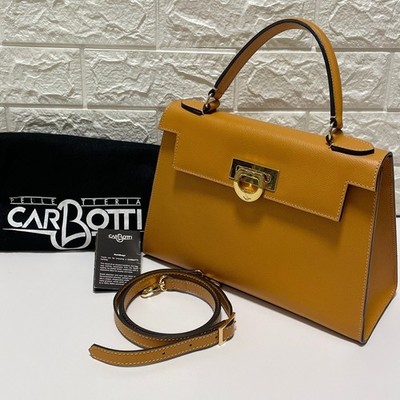 CARBOTTI Elena 2Way Handbag Shoulder Bag Honey Leather Women
