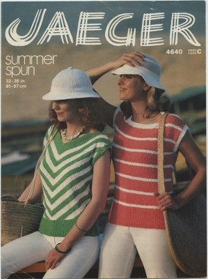 Original vintage Jaeger knitting pattern 4640 - Ladies striped summer tops 1970s