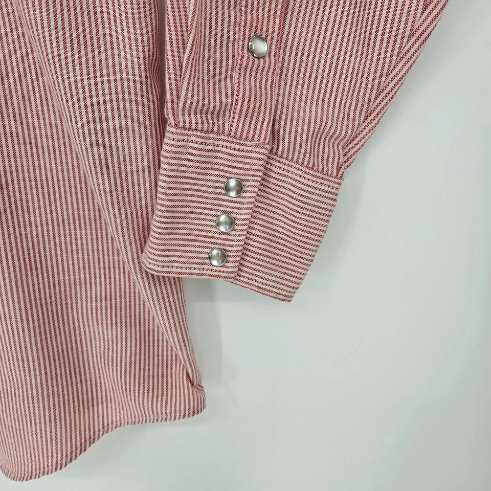 Camisa De Colección Dee Cee Perla A Presión Para Hombres XL 70s Diente de Sierra Western Rojo Rayas Foto 3 de 4