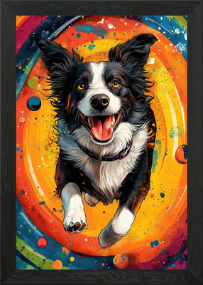Border Collie im Weltraum Gerahmtes Wandbild Poster Leinwanddruck Bild