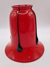 Hand Blown Glass Lamp Bell Michael Powolny Loetz Art Deco Red Black 2.25" Fitter