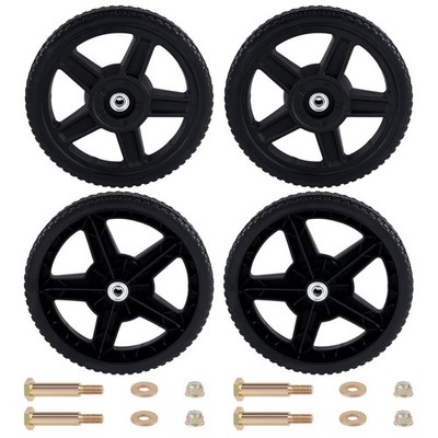 CheeMuii 4 Pack 12 Inch Lawn Mower Wheels Kit 12'' Push 12 Inch, Black-4Pack