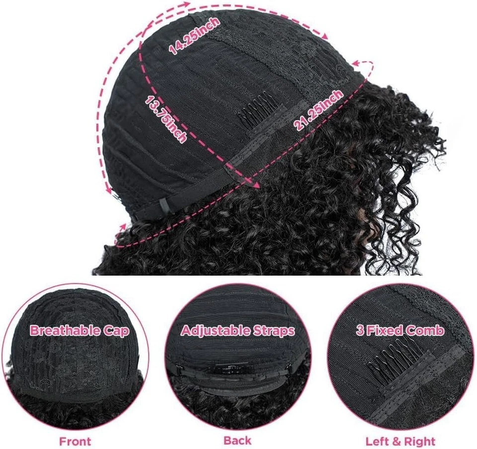 Peluca rizada afro rizada con flequillo peluca rizada pelucas de cabello humano afro rizado para mujer Foto 4 de 4