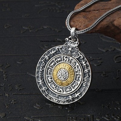 Solid 925 Sterling Silver Pendant 12 Birth Animals Lucky Pendant 40mm H