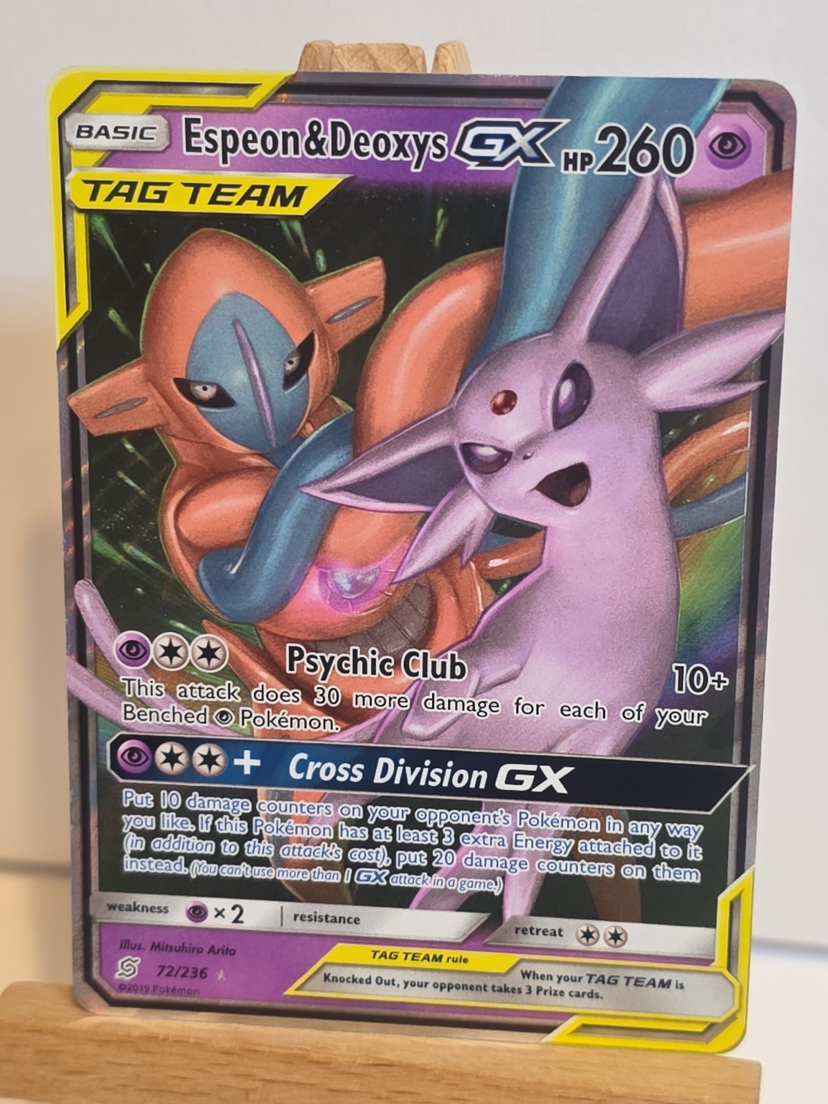 Espeon & Deoxys GX Unified Minds Tag Team Holo 72/236 MINT