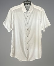 Robert Graham Bayview Print White Woven Short Sleeve Shirt Size XL Flip Cuff NWT