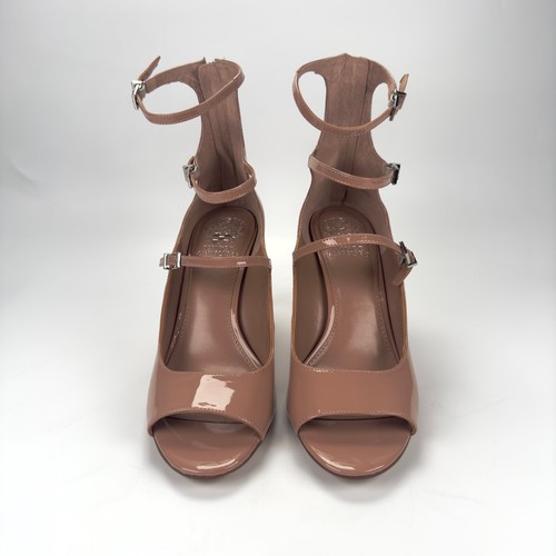 Vince Camuto Patent Leather Nude Strappy Buckle Pumps Heels Women's Size 9/40 - Picture 7 of 11