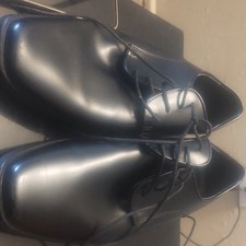 Robert Wayne Men's Black Leather Oxford Lace-Up Dress Shoes Square Toe