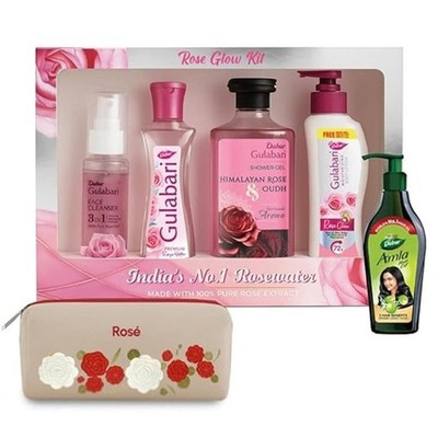 Dabur Gulabari Rose Glow Kit Rose Water,Face Cleanser,Body Lotion,Shower Gel 6pc