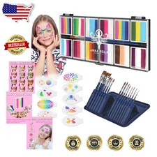 Elite Face Painting Kit Rainbow Cake, 12 Colors, 14 Brushes, Hypoallergenic, Pro