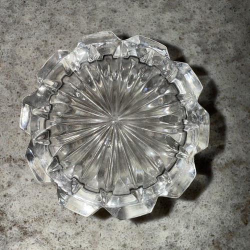 Salina vintage rotonda vetro aperta tuffo con cucchiaio taglio diamante 2” art deco - Foto 3 di 7