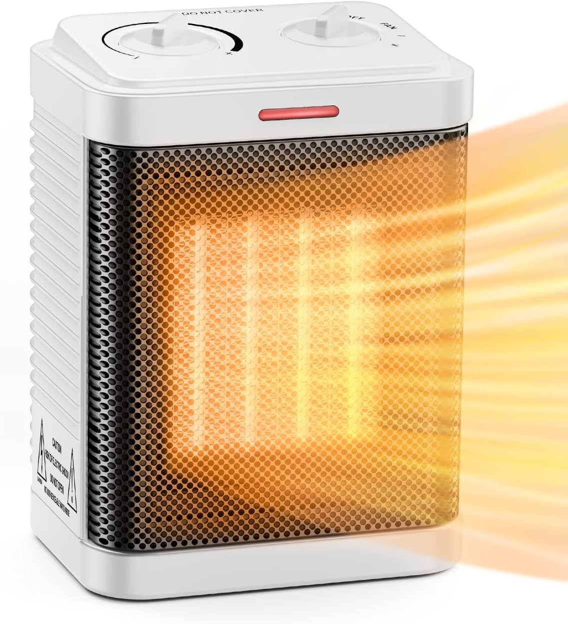 Space Heater for Indoor Use, 1500W PTC Ceramic with Thermostat, WHITE