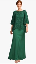 Two piece Mother of the Bride Dress with Cape Jacket Green NWT