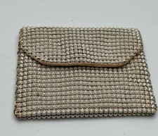 Vintage Metal Mesh Coin Purse Cream White Snap