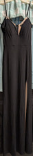 City Studio Black V-Neck Long Gown Maxi Dress with Slit Zip Back Size 1 Juniors