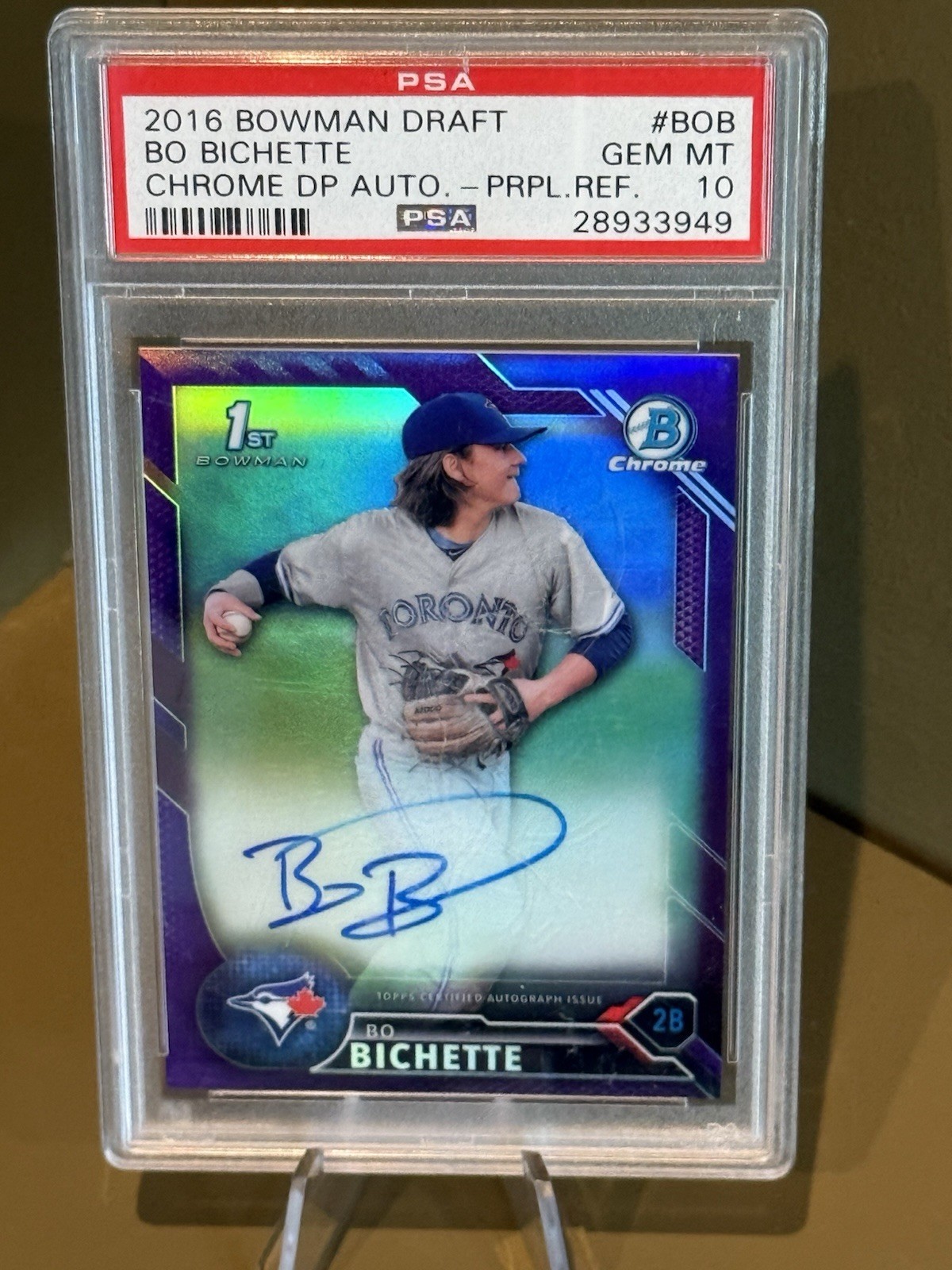 2016 Bowman Draft - Chrome Draft Auto Bo Bichette #CDA-BOB Purple /250 PSA 10 💎